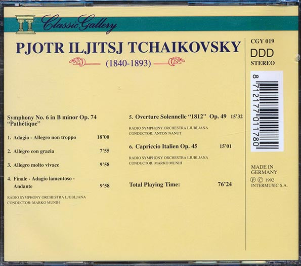 Pjotr Iljitsj Tchaikovsky - Symphony No.6 , Overture Solennelle 1812, Capriccio Italien (CD)
