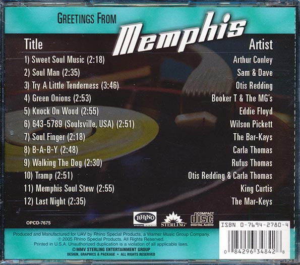 Sam & Dave, Otis Redding, The Mar-Keys, Etc. - Greetings From Memphis: Classic R&B Artists (CD)