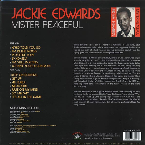 Jackie Edwards - Mister Peaceful (LP) - PureSound Records