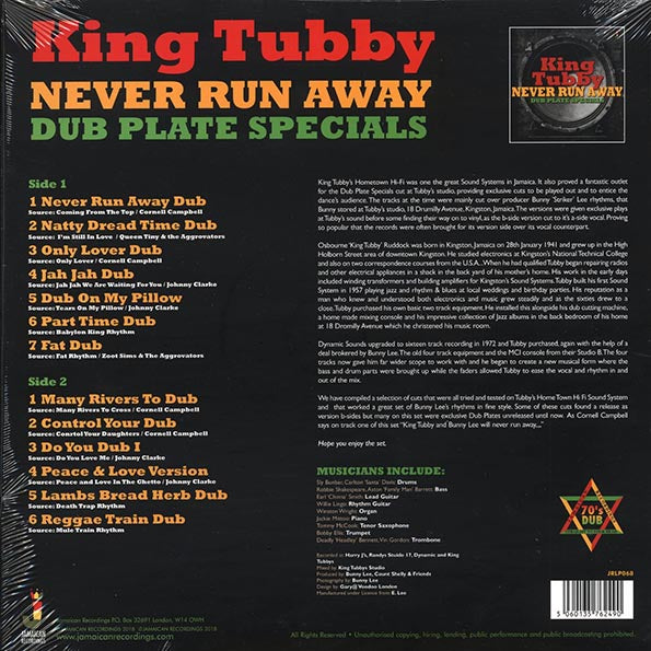 King Tubby - Never Run Away: Dub Plate Specials (LP) - PureSound Records