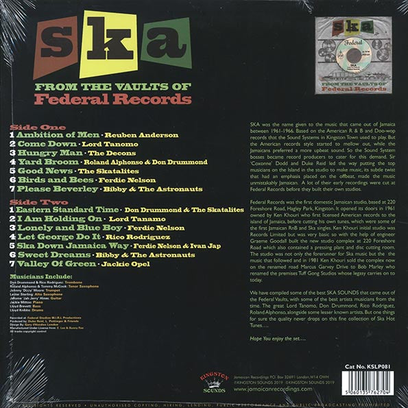 Don Drummond, The Skatalites, Lord Tanamo, Etc. - Ska From The Vaults Of Federal Records (LP) - PureSound Records