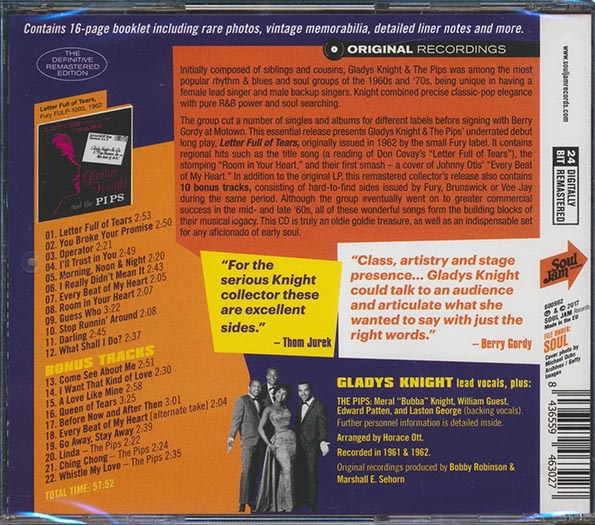 Gladys Knight & The Pips - Letter Full Of Tears (22 tracks) (+10 bonus tracks) (incl. 16-page booklet) (remastered) (CD)