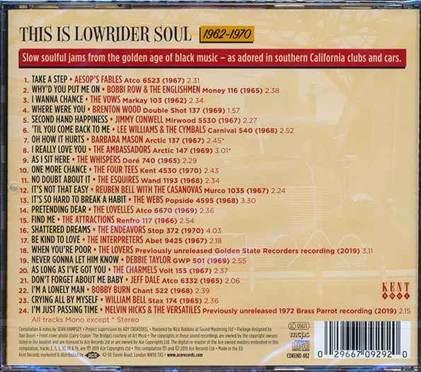 Barbara Mason, The Webs, The Whispers, Lee Williams & The Cymbals, Etc. - This Is Lowrider Soul: 1962-1970 (24 tracks) (incl. large booklet) (CD)