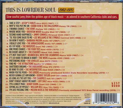 Barbara Mason, The Webs, The Whispers, Lee Williams & The Cymbals, Etc. - This Is Lowrider Soul: 1962-1970 (24 tracks) (incl. large booklet) (CD)