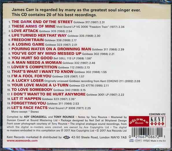 James Carr - The Best Of James Carr (20 tracks) (incl. large booklet) (CD)