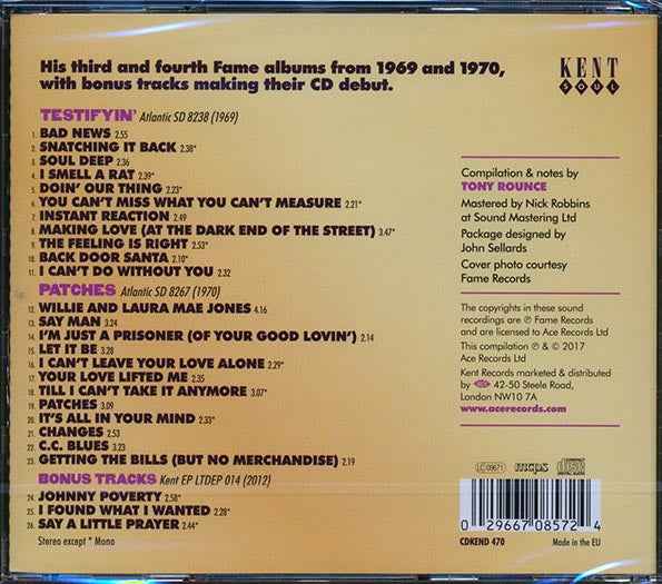 Clarence Carter - Testifyin' + Patches (2 albums on 1 CD) (26 tracks) (+ 4 bonus tracks) (CD)
