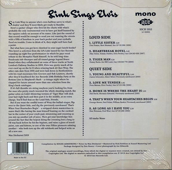 Link Wray - Link Sings Elvis (10", LP)