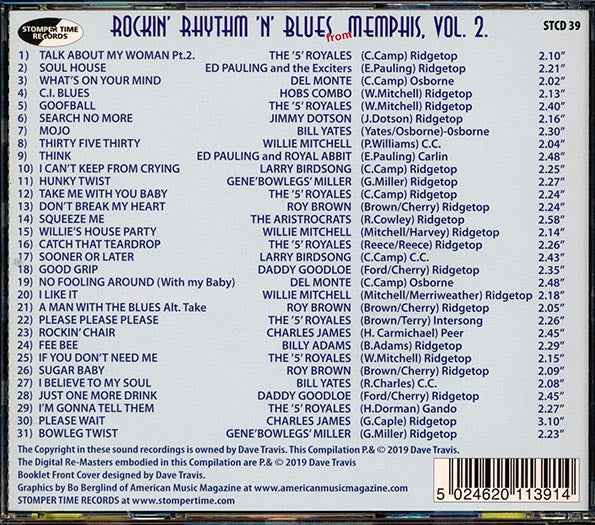 Bill Yates, Billy Adams, Roy Brown, Etc. - Rockin' Rhythm 'N' Blues From Memphis Volume 2 (31 tracks) (incl. large booklet) (CD)