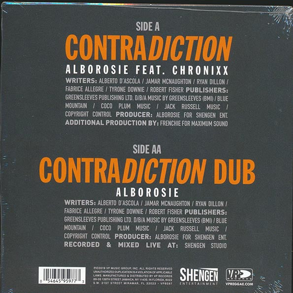 Alborosie, Chronixx - Contradiction  /  Contradiction Dub (7")