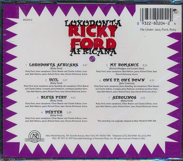 Ricky Ford - Loxodonta Africana (CD)