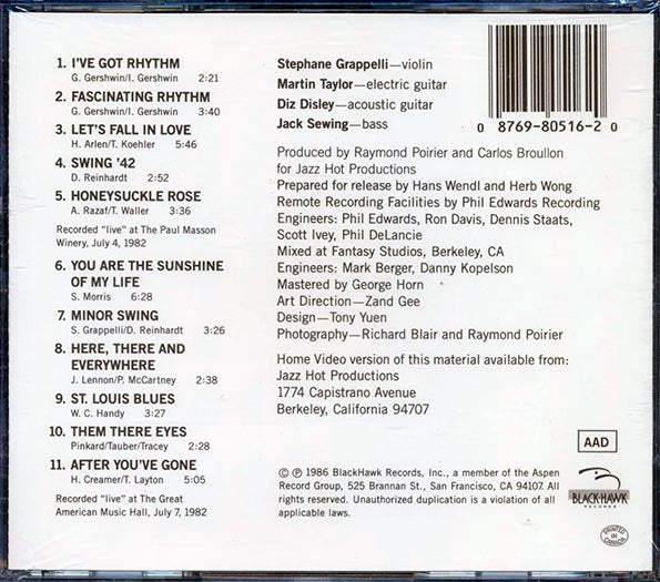 Stephane Grappelli - Live In San Francisco (CD)