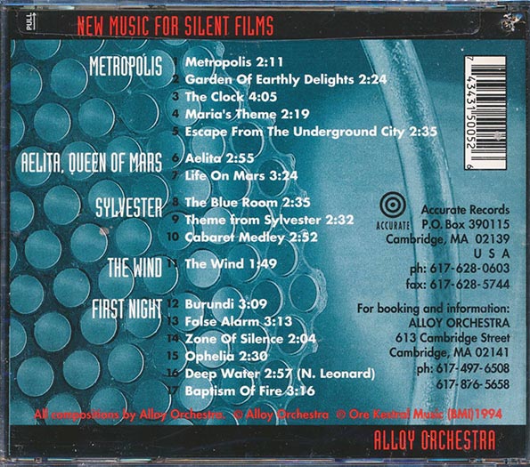 Alloy Orchestra - New Music For Silent Films (CD)
