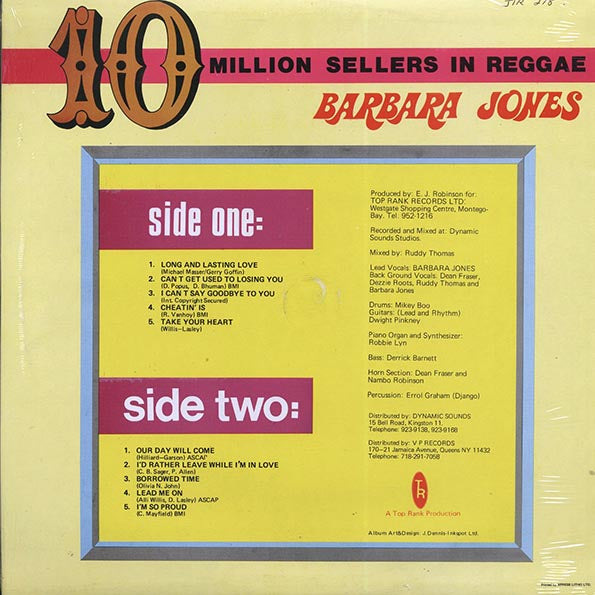 Barbara Jones - 10 Million Sellers In Reggae (LP) - PureSound Records