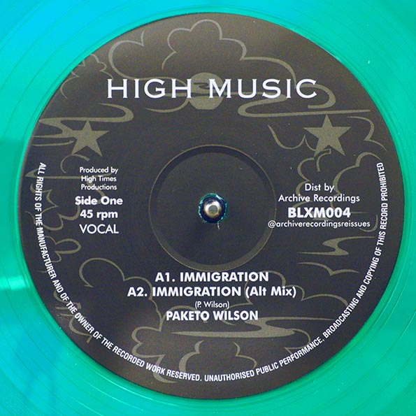 Paketo Wilson - Immigration; Paketo Wilson - Immigration (Alternative Mix)  /  High Times Players - Immigration Version (12")