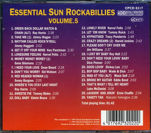Ray Harris, Narvel Felts, Gene Simmons, Etc. - Essential Sun Rockabillies Volume 5 (CD)