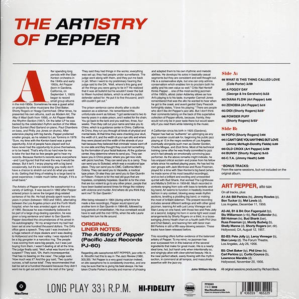 Art Pepper - The Artistry Of Pepper (ltd. ed.) (180g) (remastered) - PureSound Records