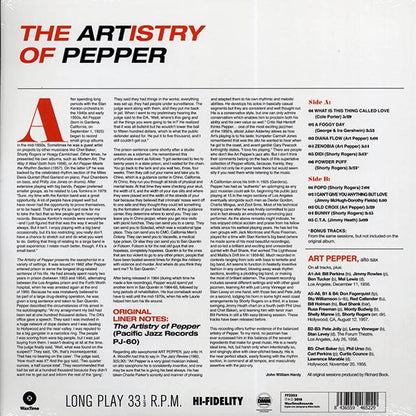 Art Pepper - The Artistry Of Pepper (ltd. ed.) (180g) (remastered) - PureSound Records