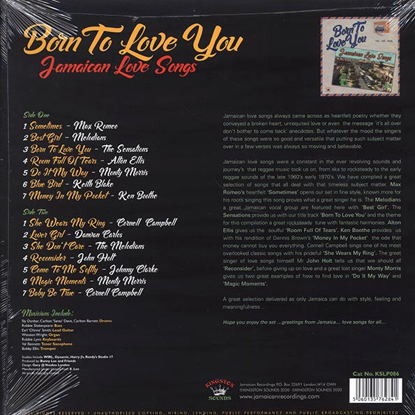 Alton Ellis, Ken Boothe, The Melodians, Etc. - Born To Love You: Jamaican Love Songs (LP) - PureSound Records