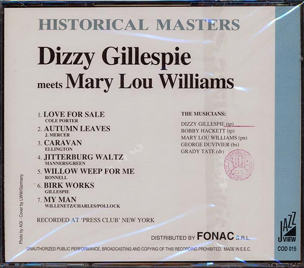 Dizzy Gillespie, Mary Lou Williams - Dizzy Gillespie Meets Mary Lou Williams: Historical Masters (CD)