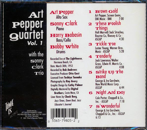 Art Pepper Quartet - Art Pepper Quartet Volume 1 With Sonny Clark Trio (CD)