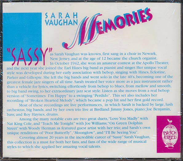 Sarah Vaughan - Memories (66 tracks) (CD)