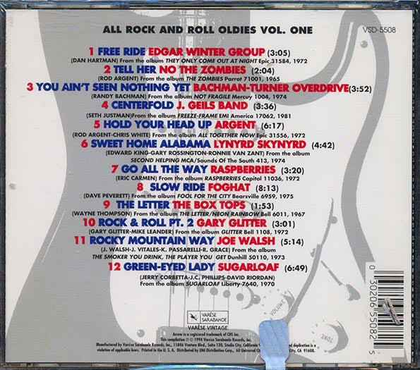 Lynyrd Skynyrd, Bachman Turner Overdrive, Joe Walsh, Foghat, Etc. - Arrow 102.1 FM All Rock And Roll Oldies Volume 1 (CD)