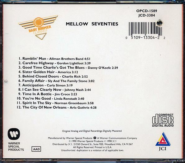 The Allman Brothers Band, Gordon Lightfoot, America, Carly Simon, Etc. - Mellow Seventies (CD)