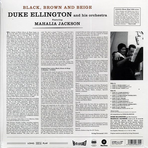 Duke Ellington & His Orchestra, Mahalia Jackson - Black, Brown And Beige (+3 bonus tracks) (ltd. ed.) (180g) (LP) - PureSound Records