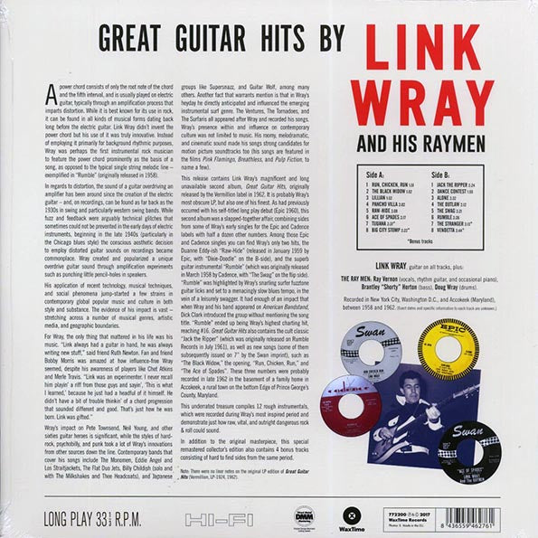 Link Wray & His Wraymen - Great Guitar Hits By Link Wray & His Raymen (+4 bonus tracks) (ltd. ed.) (LP) - PureSound Records
