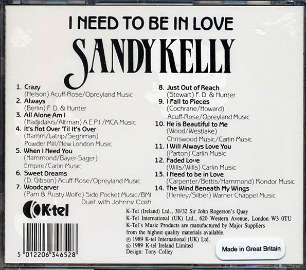 Sandy Kelly - I Need To Be In Love (CD)