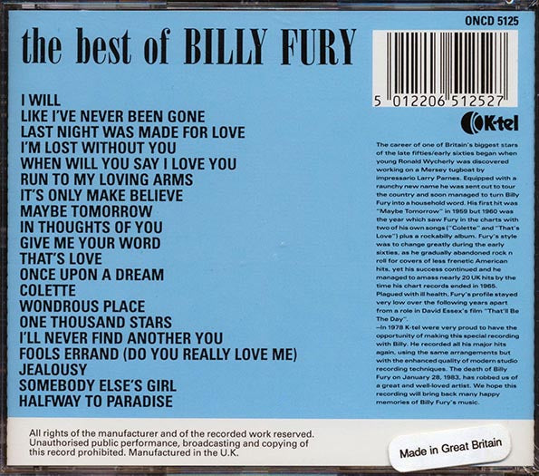 Billy Fury - The Best Of Billy Fury (CD)