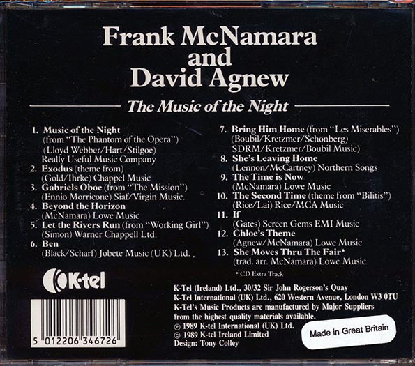 Frank McNamera & David Agnew - The Music Of The Night (CD)