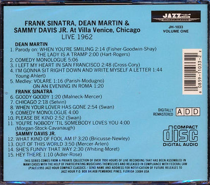 Frank Sinatra, Dean Martin, Sammy Davis Jr. - At Villa Venice, Chicago Live 1962 Volume 1 (CD)