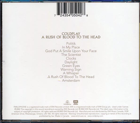 Coldplay - A Rush Of Blood To The Head (CD)
