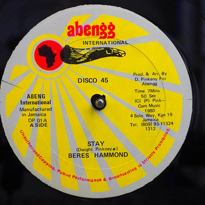 Beres Hammond - Stay  /  Pam Hall, Dwight Pinkney - Lonely (12")