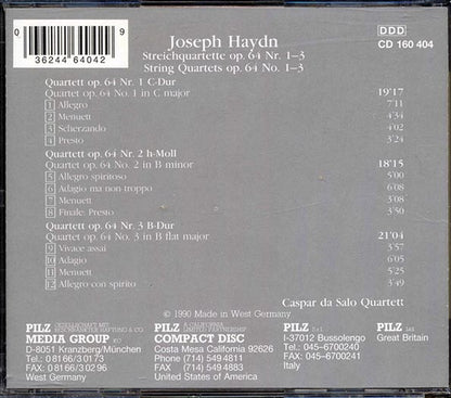 Joseph Haydn, Caspar Da Salo Quartett - Streichquartette Op. 64 Nr 1-3 (CD)