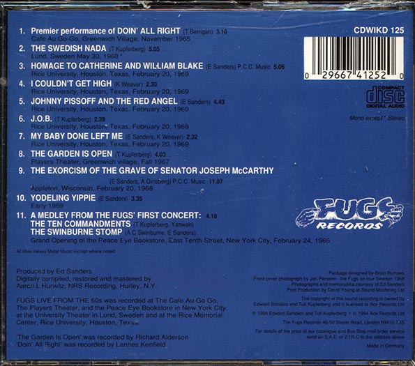 Fugs - Live From The 60s (CD)