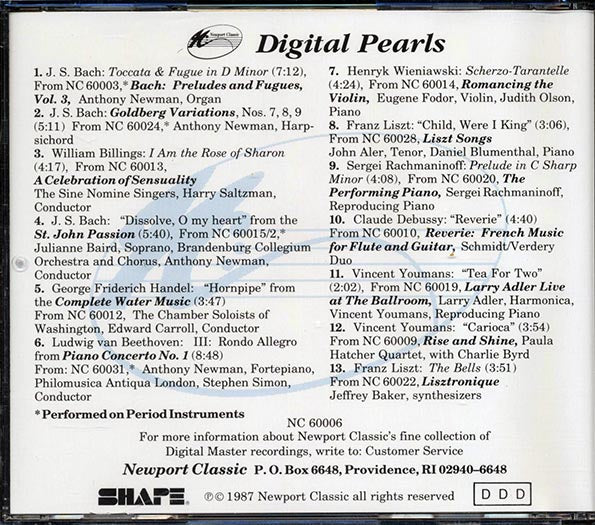 Bach, William Billings, Handel, Etc. - Digital Pearls Newport Classics (CD)