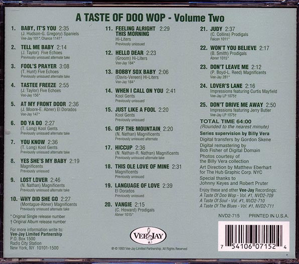 Five Echoes, The Spaniels, Magnificents, Etc. - A Taste Of Doo Wop Volume 2 (CD)