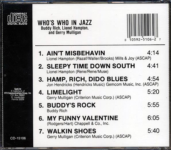 Lionel Hampton, Buddy Rich, Gerry Mulligan, Etc. - Who's Who In Jazz (CD)