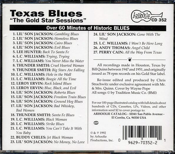 Lil' Son Jackson, LC Williams, Thunder Smith, Etc. - Texas Blues: Bill Quinn's Gold Star Recordings (CD)