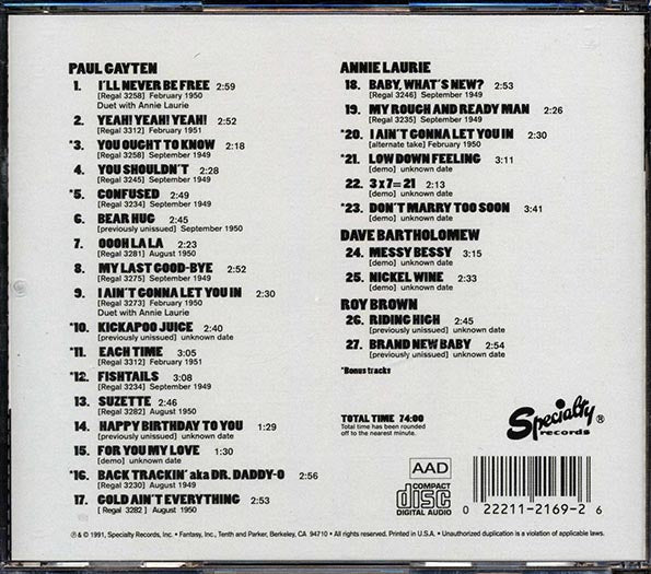 Paul Gayten, Annie Laurie, Dave Bartholomew, Roy Brown - Regal Records In New Orleans (CD)
