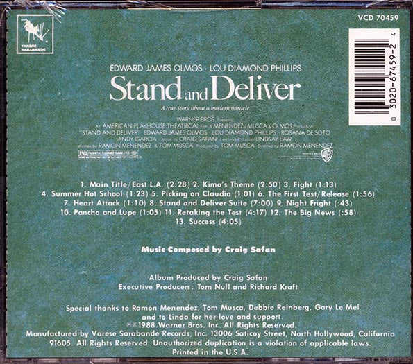 Craig Safan - Stand And Deliver: Original Motion Picture Soundtrack (CD)