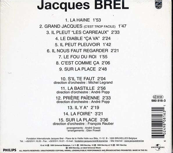 Jacques Brel - Grand Jacques (CD)
