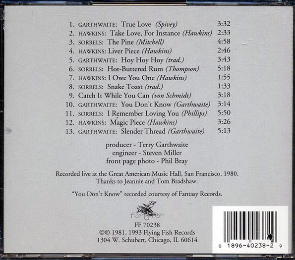 Terry Garthwaite, Bobbie Louise Hawkins, Rosalie Sorrels - Live At The Great American Music Hall (CD)