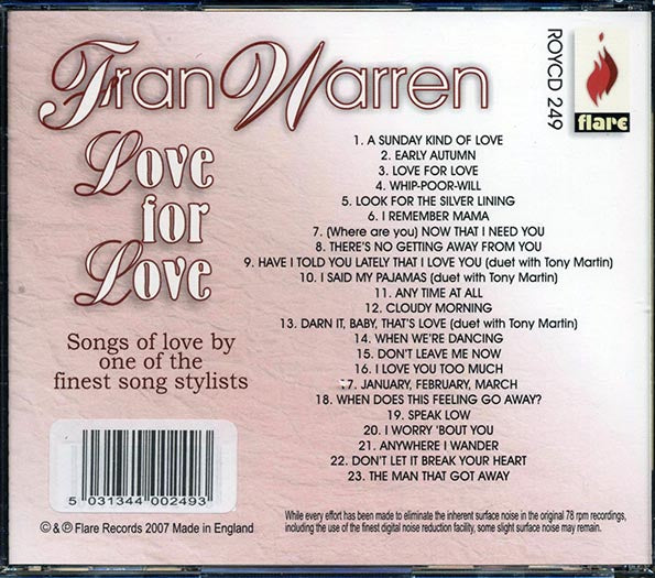 Fran Warren - Love For Love (CD)