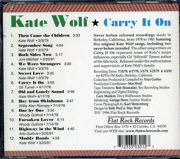 Kate Wolf - Carry It On (CD)