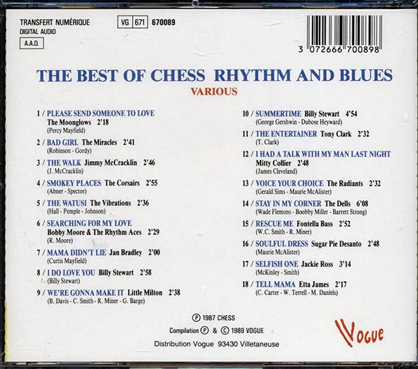 The Moonglows, The Miracles, The Corsairs, The Vibrations, Etc. - The Best Of Chess Rhythm And Blues (CD)