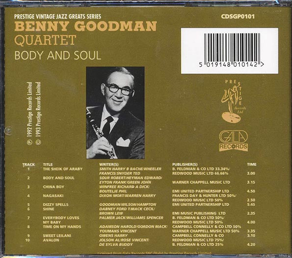 Benny Goodman Quartet - Body And Soul (CD)