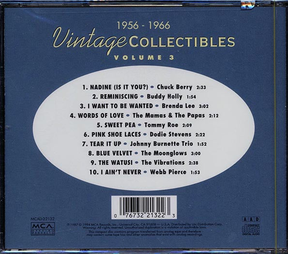 Chuck Berry, Buddy Holly, Brenda Lee, Etc. - Vintage Collectibles Volume 3 (CD)